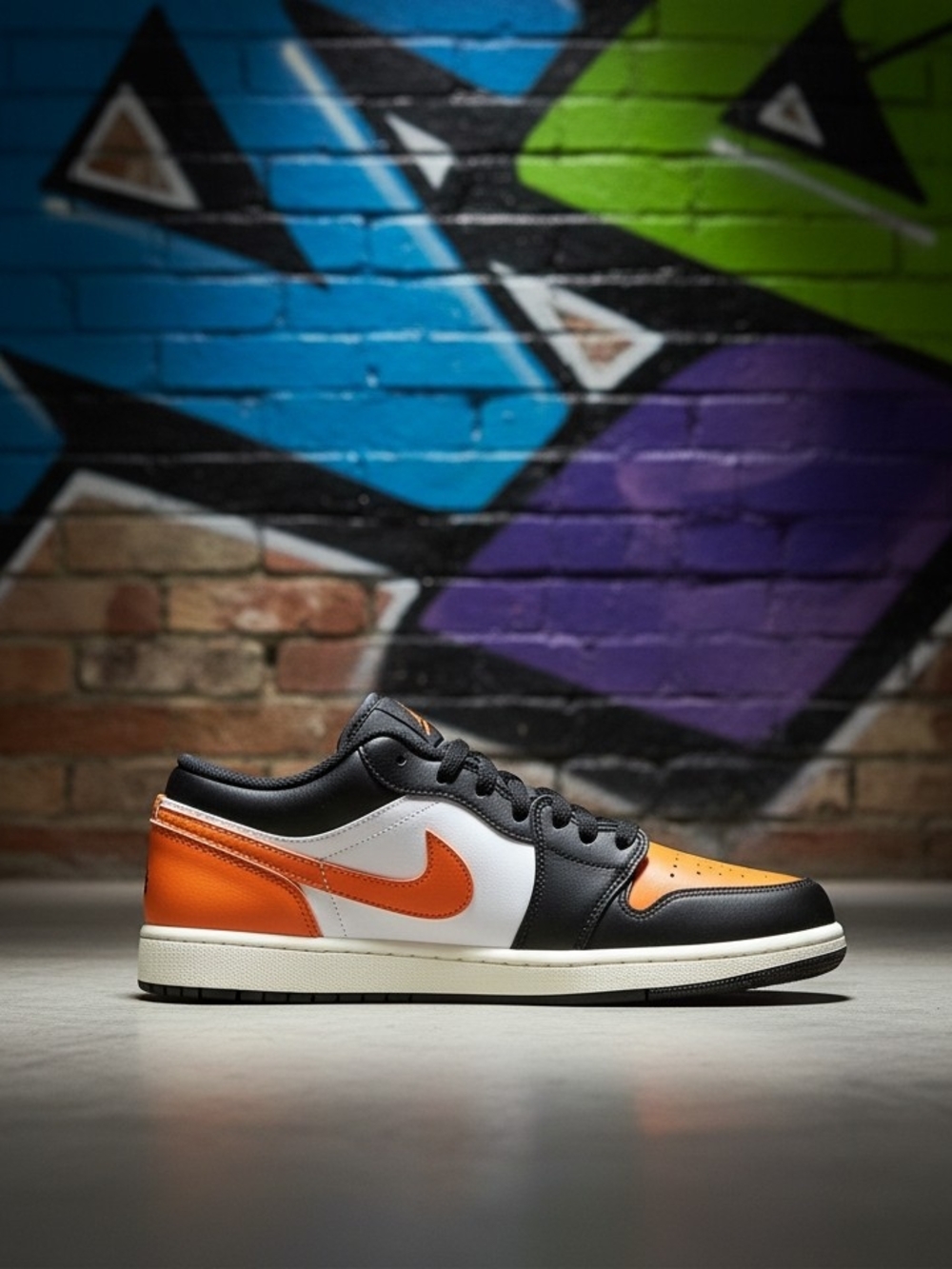 Jordan 1 Low Sneaker — Black/Starfish-White